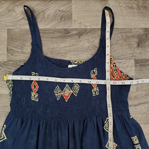 Fata Morgana Dress Womens Medium Navy Blue Maxi A Line Sleeveless African Print - Picture 10 of 12